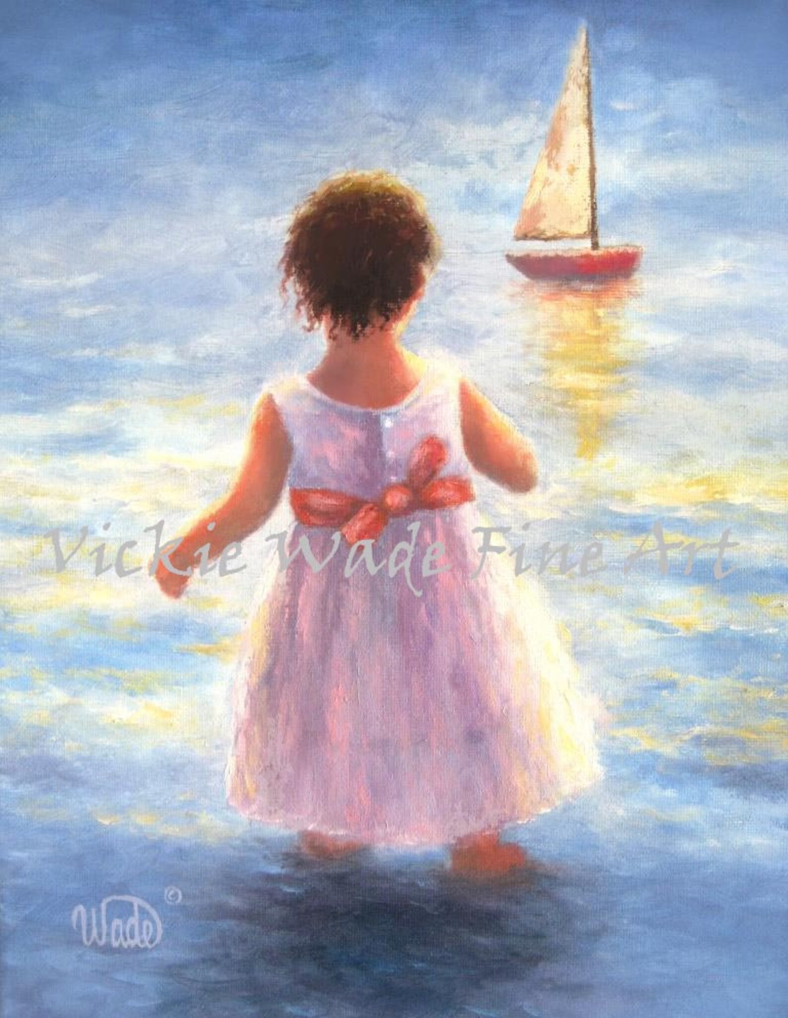 Little Beach Girl Art Print Waves Beach Toddler Girl by Sea Etsy