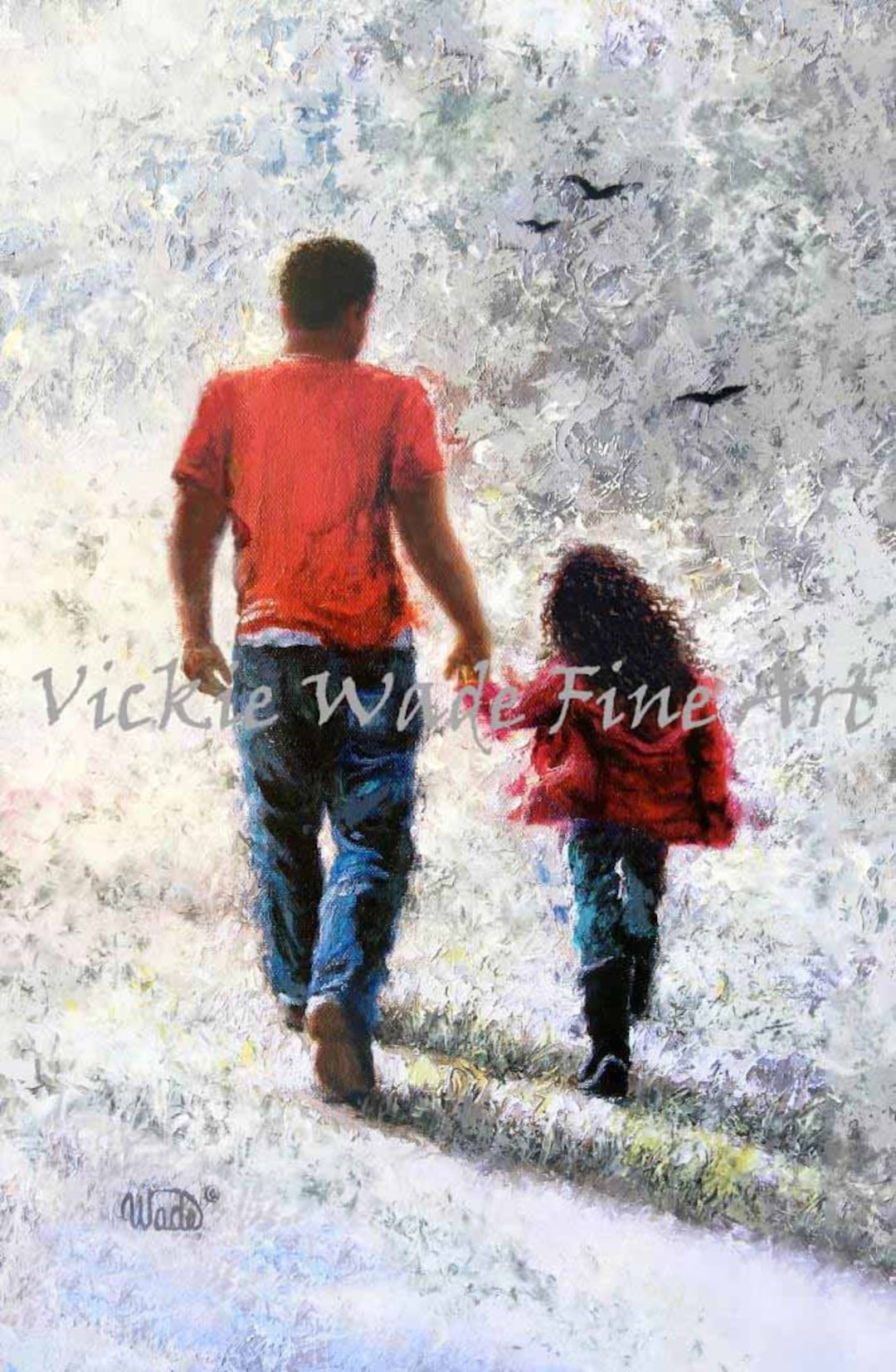 Father And Daughter Holding Hands Walking
