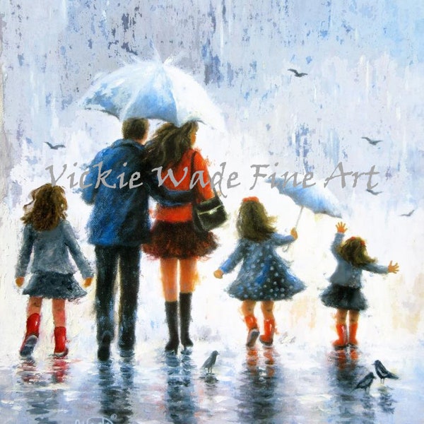 Family Mom Dad Three Girls - Etsy