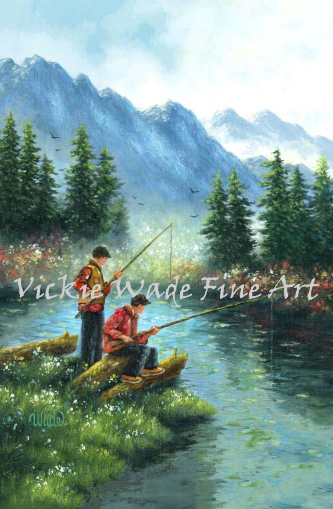 Alpine Lake Fishing Art Print: Two Brothers Wilderness Scene - Etsy