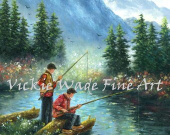 Alpine Lake Fishing Art Print: Two Brothers Wilderness Scene - Etsy