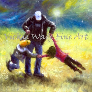 Spinning With Dad Art Print: Father, Son & Daughter by Vickie Wade