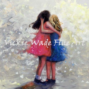 Sisters Art Print two sisters hugging, girls, sister wall decor, black and white sister art, sister gift, best friends, Vickie Wade Art image 3