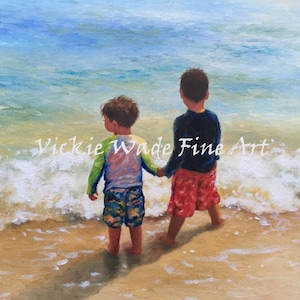 Beach Boys Art Print: Two Brothers Holding Hands, Vickie Wade Art