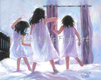 Three Sisters Art Print: Girls Bedroom Lavender Wall Decor