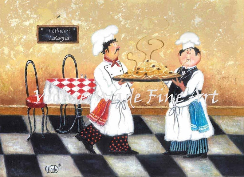 Fat Chefs Art Print Chef Paintings Art Kitchen Art Wall Etsy