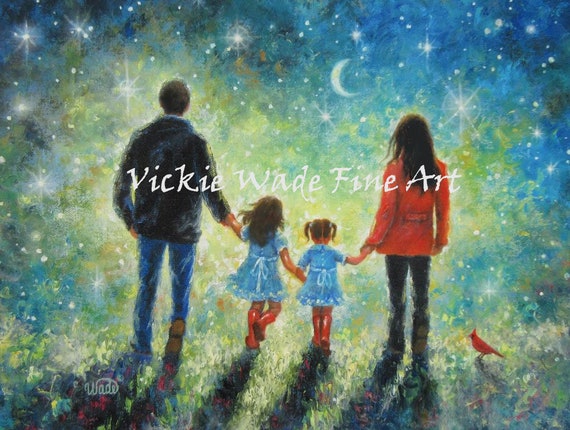 Buy Family Art Print Sisters Art Evening Star Walk Father