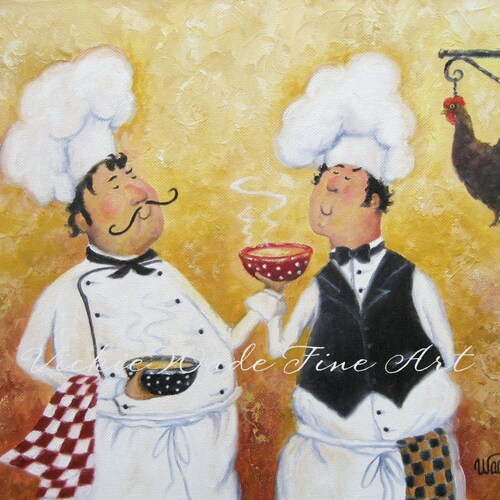 Fat Chefs Art Print Pizza Chef Kitchen Wall Decor Chef Art Etsy
