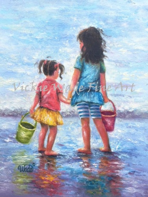 Little Girl Aqua Art Print by Vickie Wade - Fine Art America