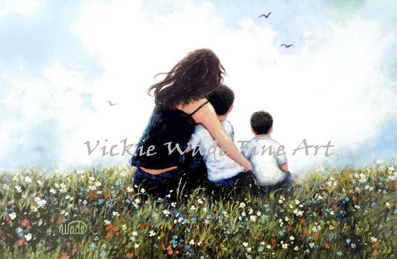 Mother and Two Sons Art Print: Vickie Wade Fine Art - Etsy Hong Kong