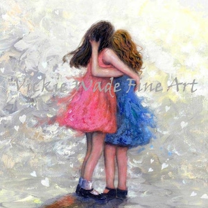 Sisters Art Print two sisters hugging, girls, sister wall decor, black and white sister art, sister gift, best friends, Vickie Wade Art image 7