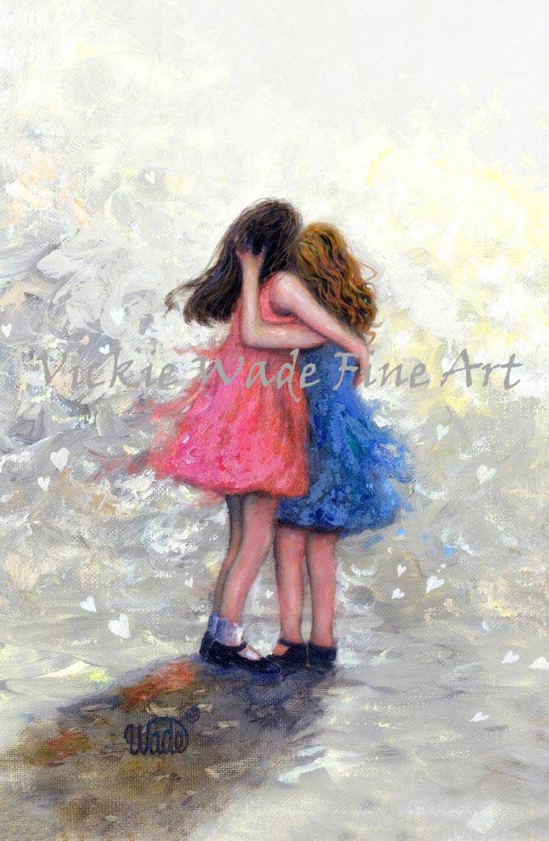Sisters Art Print two sisters hugging, girls, sister wall decor, black and white sister art, sister gift, best friends, Vickie Wade Art image 7