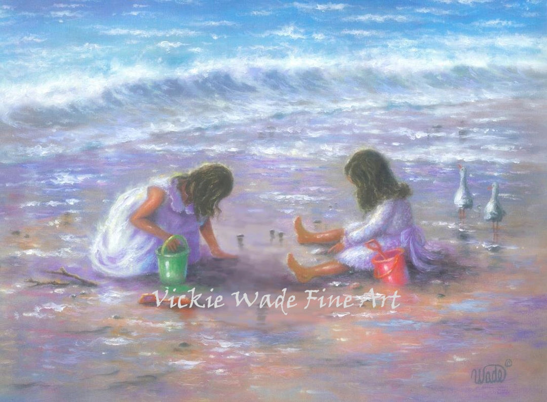 Two Sisters Beach Art Print: Shelling by the Sea - Etsy
