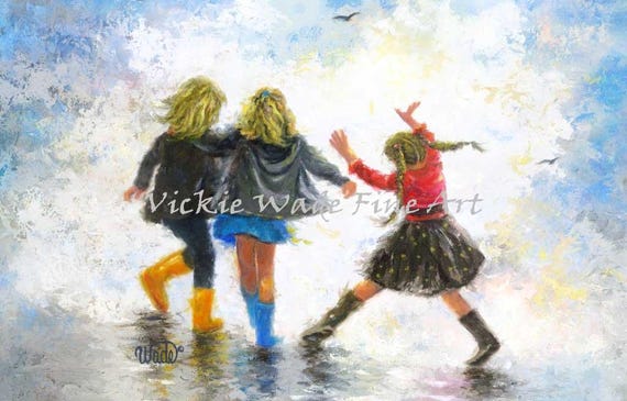 Three Sisters Art Print: Girls Room Wall Decor by Vickie Wade