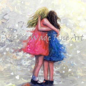 Sisters Art Print two sisters hugging, girls, sister wall decor, black and white sister art, sister gift, best friends, Vickie Wade Art image 4