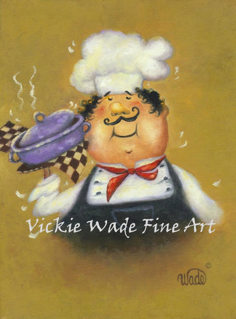 Fat Chefs Art Print Fat Chef Kitchen Art Kitchen Decor Chef Etsy