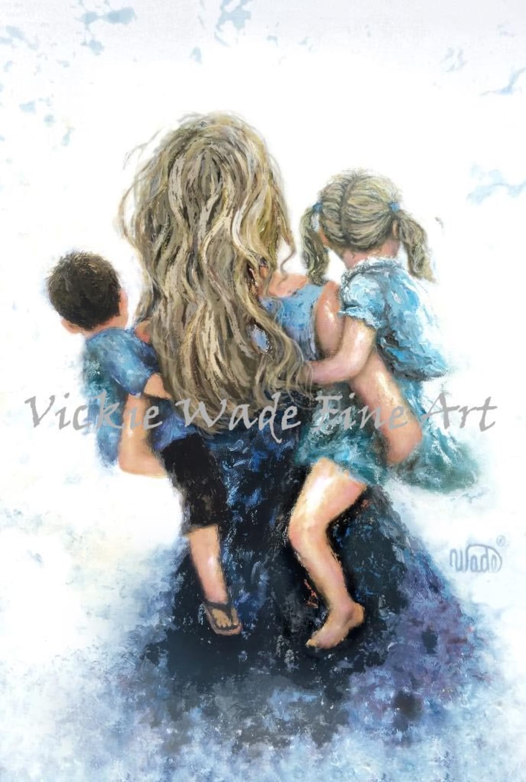 Mother Son and Daughter Art Print Mom Mum Boy and Girl