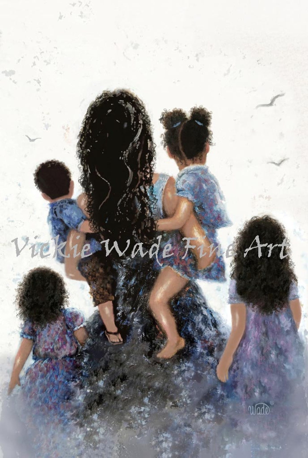 African American Mother and Children Art Print by Vickie Wade - Etsy