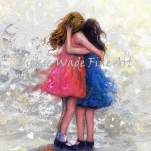 Sisters Art Print two sisters hugging, girls, sister wall decor, black and white sister art, sister gift, best friends, Vickie Wade Art image 9