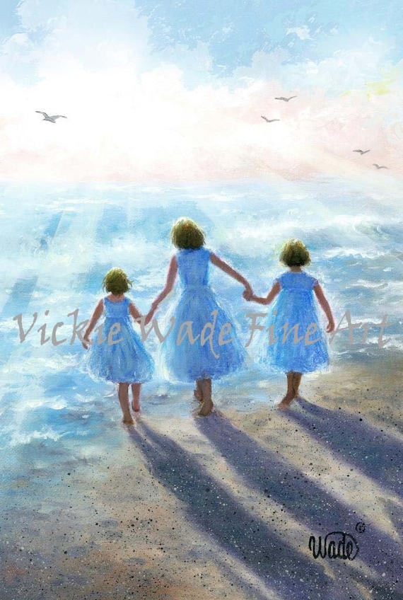 Three Sisters Beach Art Print: Vickie Wade Seascape Painting