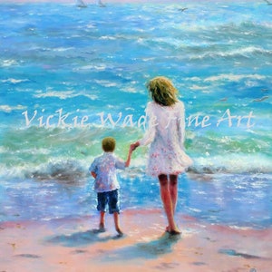 Beach Mother and Son Art Print: Vickie Wade Fine Art