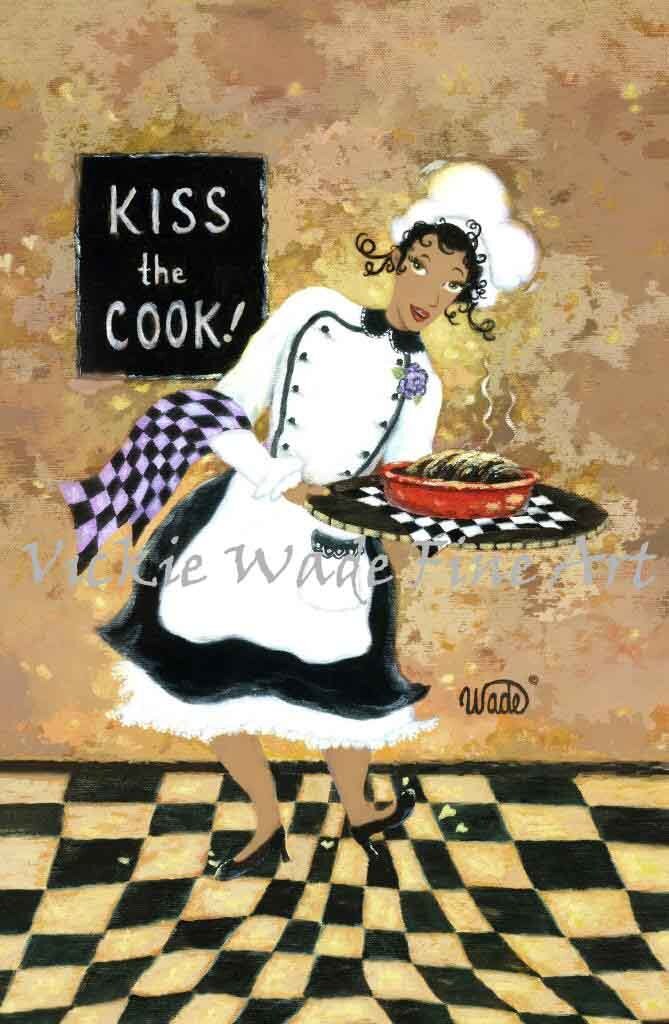洋書 Cooking: The Quintessential Art African American Lady Chef Art Print: Whimsical Kitchen Decor - Etsy