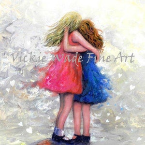 Sisters Art Print two sisters hugging, girls, sister wall decor, black and white sister art, sister gift, best friends, Vickie Wade Art image 6