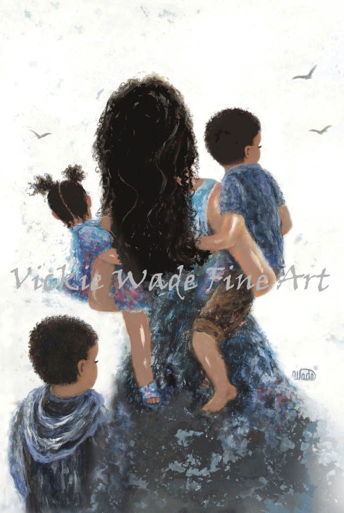 African American Mother and Children Art Print: Vickie Wade Fine Art - Etsy