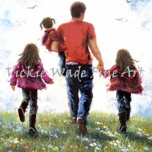 Father and Three Daughters Art Print: Vickie Wade Fine Art
