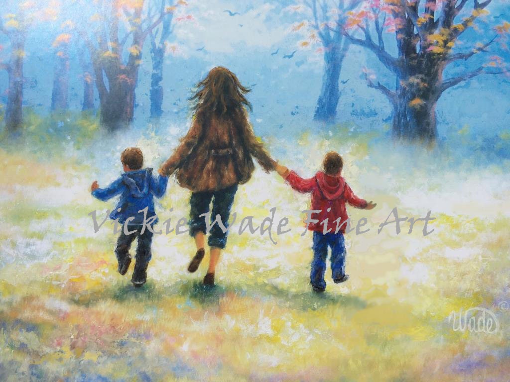 Mother and Two Sons Art Print: Vickie Wade Fine Art - Etsy Norway