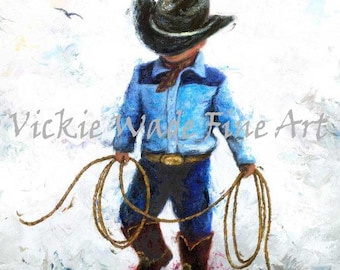 Little Cowboy Art Print: Western Nursery Decor