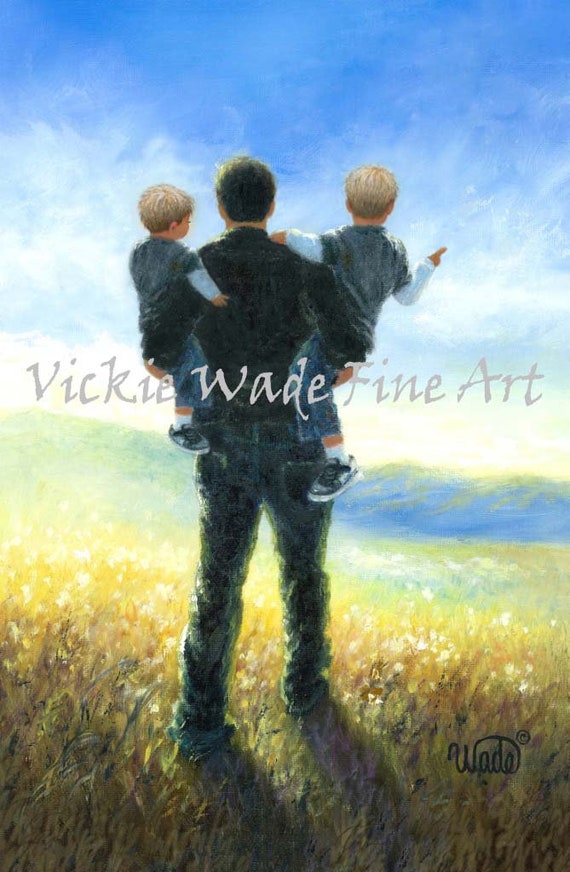 Father and Two Sons Art Print: Golden Field, Vickie Wade Art - Etsy