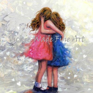 Sisters Art Print two sisters hugging, girls, sister wall decor, black and white sister art, sister gift, best friends, Vickie Wade Art image 8