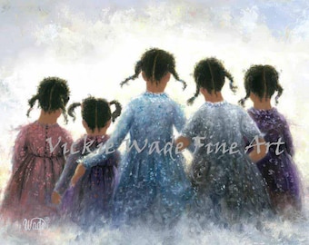 Five Sisters Art Print: African American Girls, Sisterhood