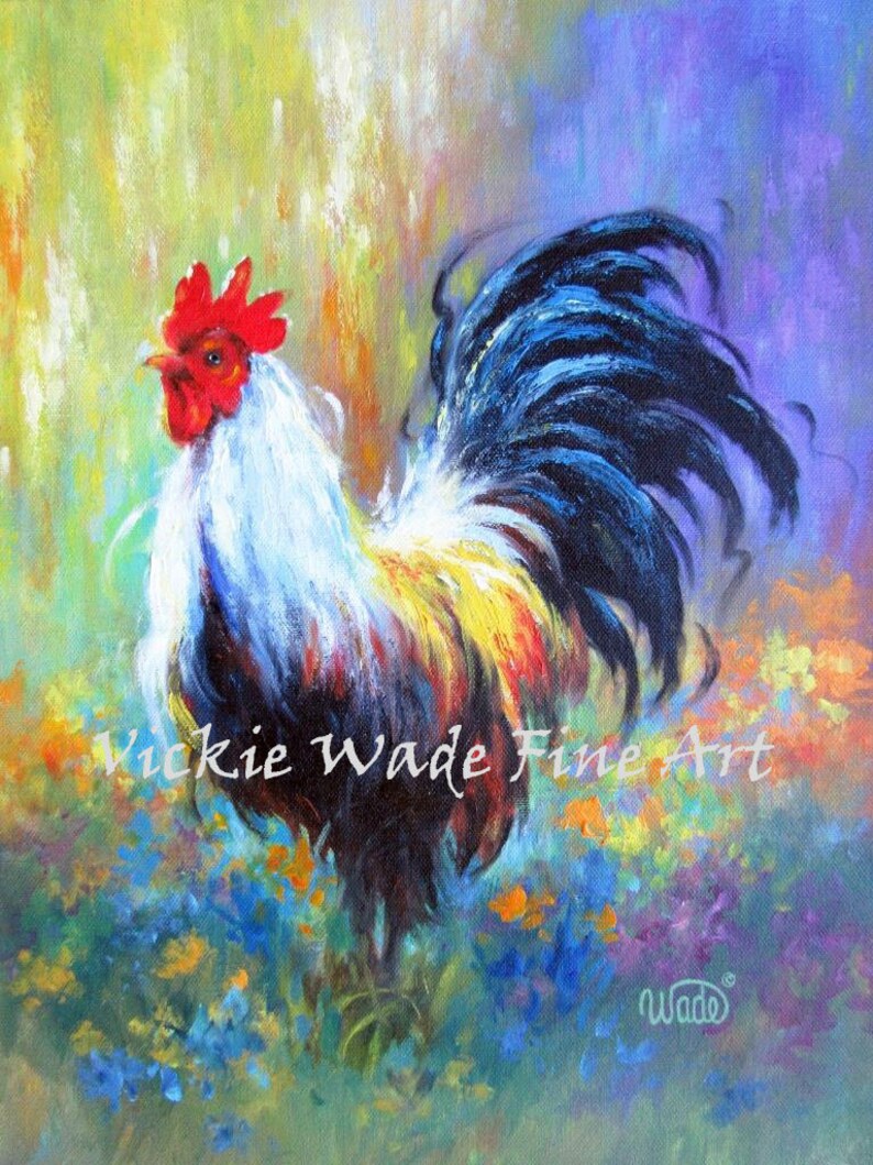 ROOSTER Art Print Rooster Paintings Roosters Chicken Etsy