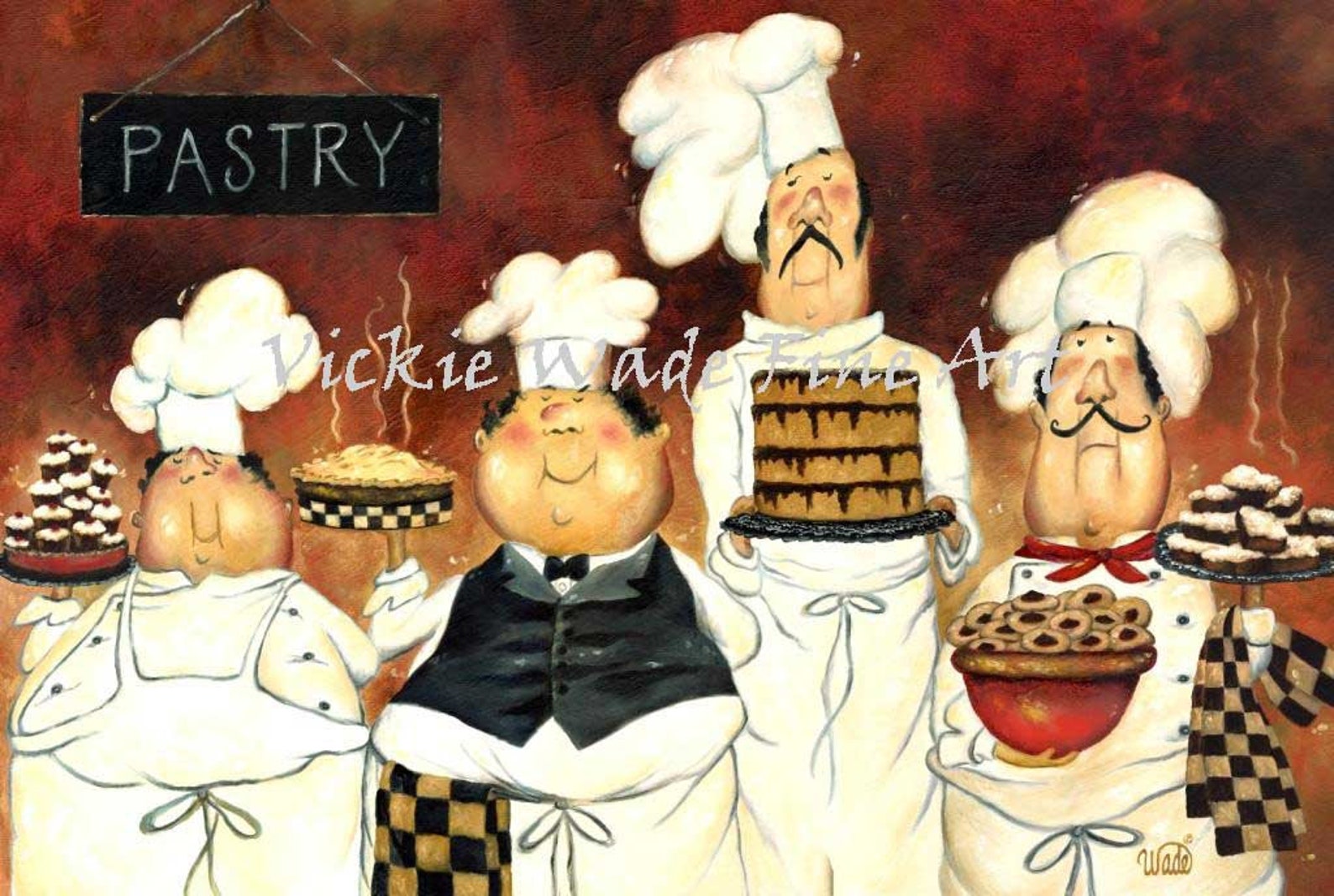 Four Pastry Chefs Art Print Fat Chef Wall Art Funny Chefs Etsy