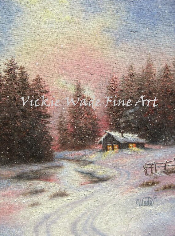 Cabin In Snow Painting Original Oil Painting 12x16 Winter Etsy
