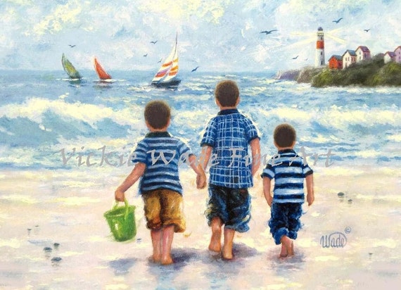 Three Print tres hermanos playa arte mural - Etsy España