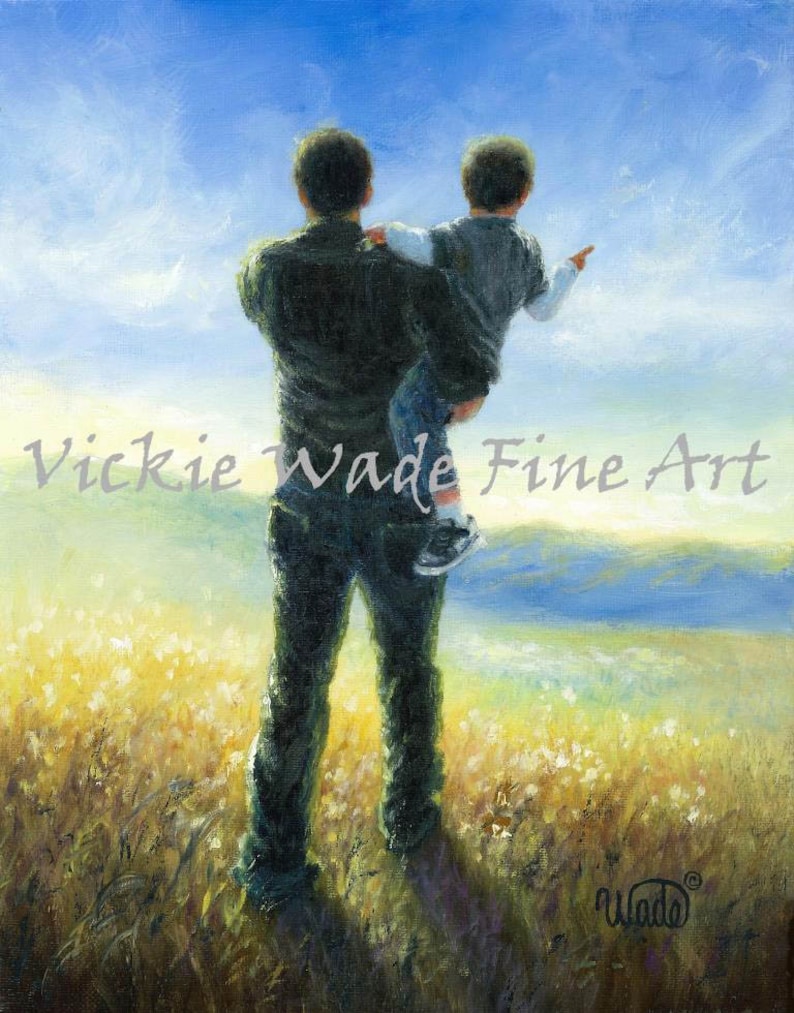 Father and Son Art Print Dad Son Paintings Father&rsquo;s Day - Etsy