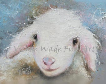 Lamb Painting ORIGINAL Painting, nursery decor, sheep painting, sheep wall art, sheep decor, sheep lover gift, lamb wall decor, Vickie Wade