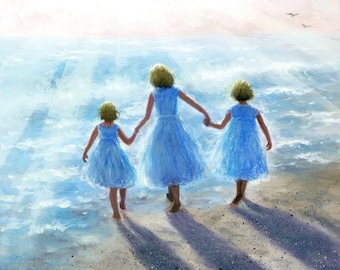 Impresión artística de Playa Tres Hermanas: Pintura de paisaje marino de Vickie Wade