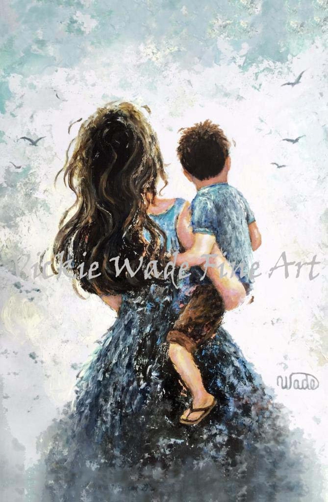 Mother and Son Art Print Mother Paintings Mom Carrying