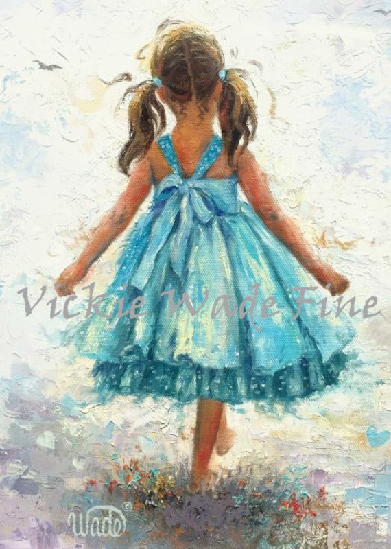 Little Girl Aqua Art Print by Vickie Wade - Fine Art America