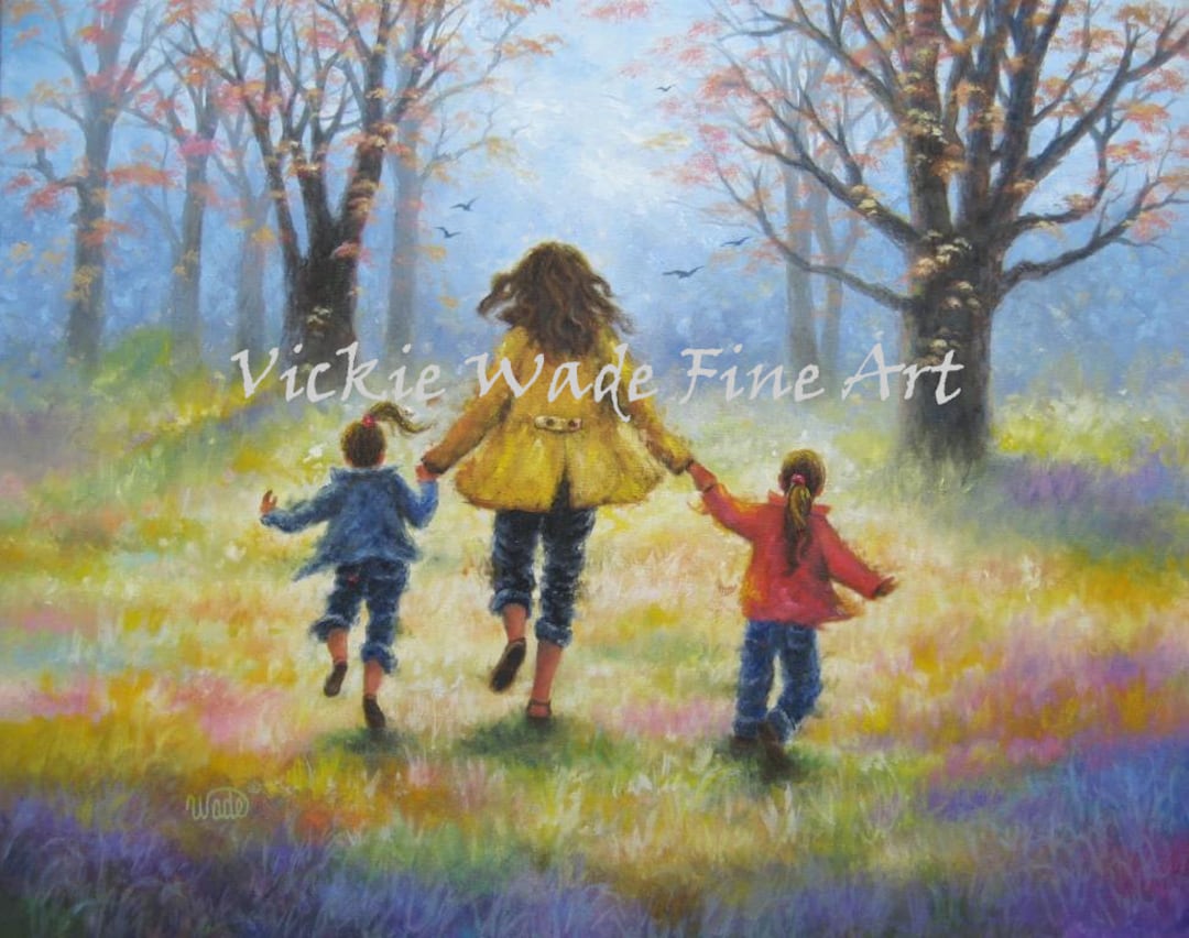 Mother and Two Daughters Art Print: Vickie Wade Fine Art - Etsy
