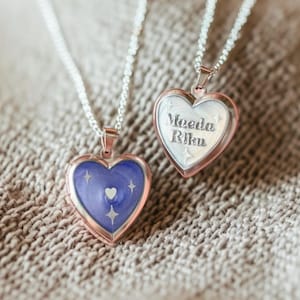 Custom Photo Heart Locket Necklace: Engraved Name, Memorial Keepsake