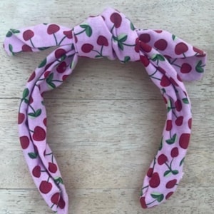 Cherry Knot Headband: Pink & Red Cotton Fabric