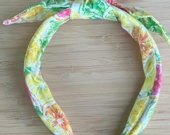 Lemon & Orange Knot Headband: Summer Beach Party Hair Accessory