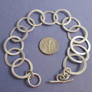 Hammered sterling silver medium link chain bracelet
