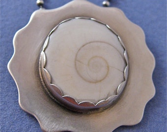 Shiva sea shell sterling silver pendant necklace