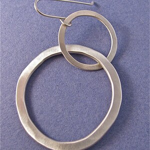 Large hammered sterling silver two-link dangle drop earrings image 3